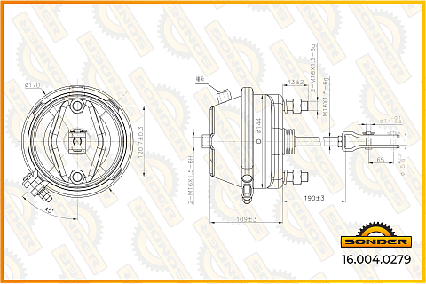 Камера тормозная (кулачковый тормоз) TYPE16 BPW/DAF/MAN/RVI/SC